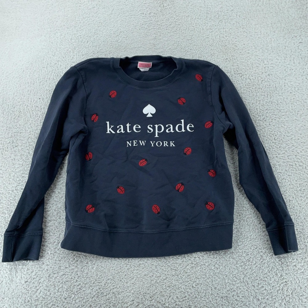 Kate Spadeโ New York Sweatshirt Women's Medium Navy Crewneck Lips Graphic Logo